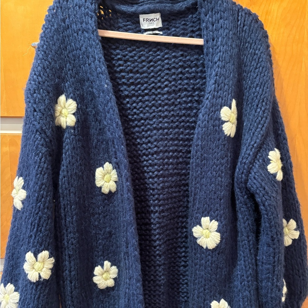 FRNCH Navy Blue Floral Women Sweater
